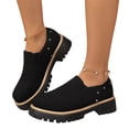 thumbnail image 2 of IEMIEMIEM Women's Platform Loafers with Lug Sole Chunky Heels Penny Loafer Non Slip Comfortable Slip On Business Office Casual Walking Dress Shoes 8 Wide Black, 2 of 9