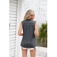 thumbnail image 3 of Women's Solid Color Lapel Loose T-Shirt Tops Ladies Sleeveless Vest, 3 of 3