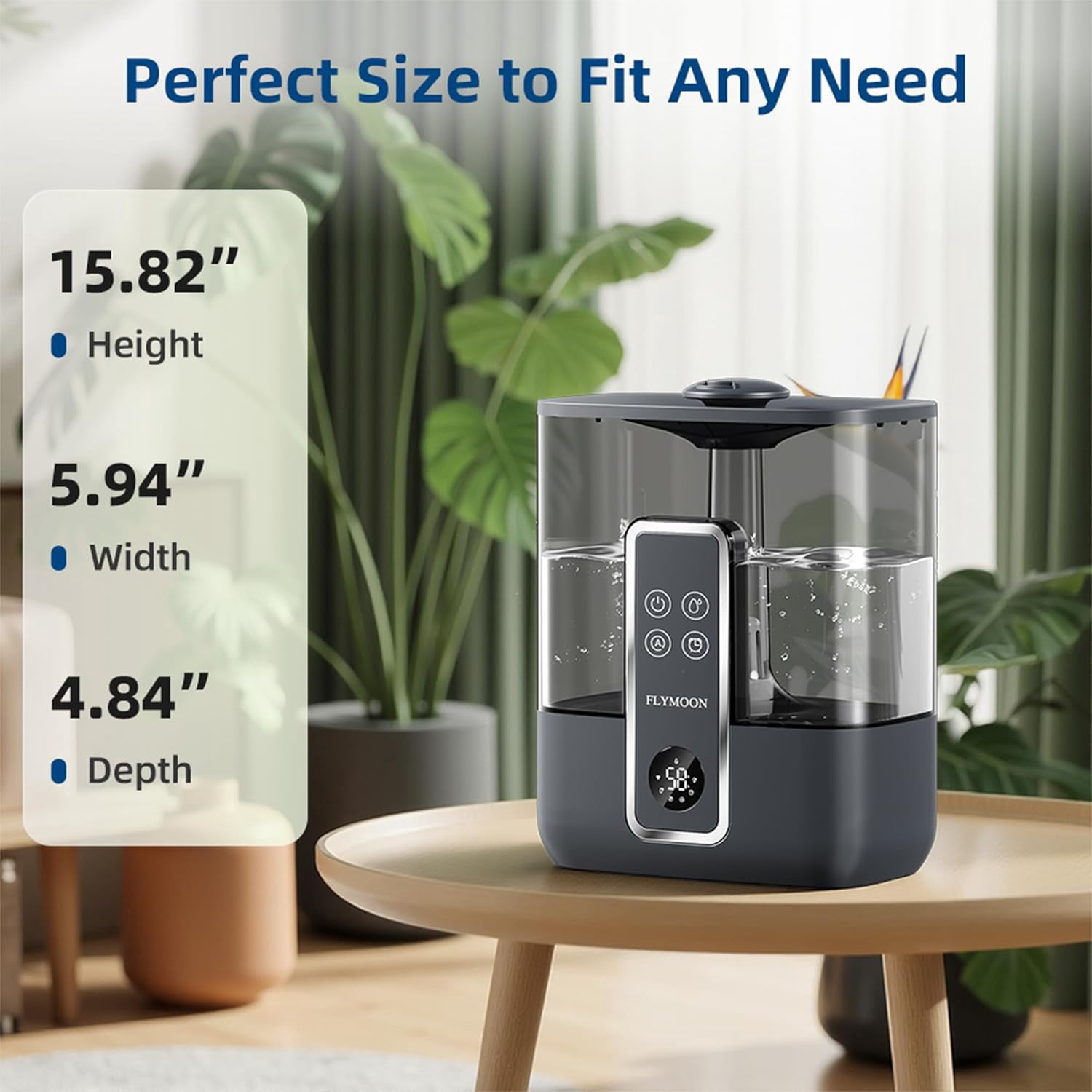Top Fill Humidifier for Large Room, 5L Cool Mist with App Control, 28dB Quiet, Auto-Off & Timer for Bedroom Office