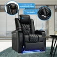 thumbnail image 5 of Weilianda Home Theater Seating Top Grain Leather Recliner Chair Dual Power Movie Gaming Sofa Electric Headrest with Tray Table Type-C USB Charge Cup Holders Row of 1 Black, 5 of 7