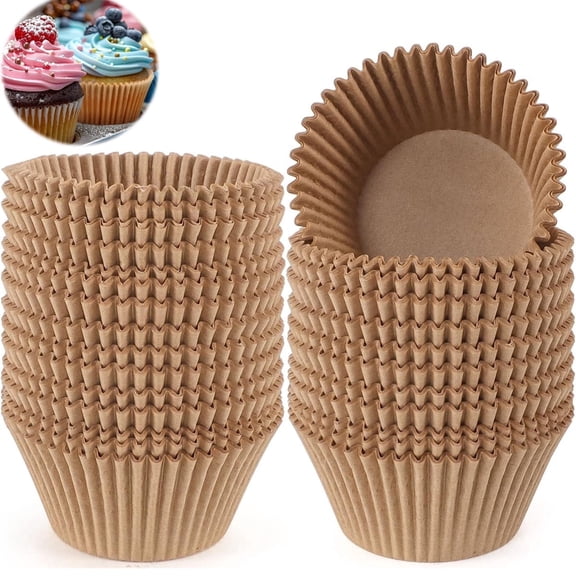 Cupcake Liners for Baking Tutuviw 200 Pcs Muffin Baking Cups Cupcake Wrappers for Birthday Party Baby Shower Festivals Christmas(Natural)