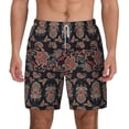 thumbnail image 3 of Uemuo Retro Floral Pattern Mens Swim Trunks Quick Dry Board Shorts with Mesh Lining, Stretch Beach Shorts Quick Dry No-Chafing Board Shorts-Large, 3 of 9
