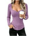 thumbnail image 2 of Bixock Long Sleeve Shirt for Women,Blouses for Women Crew Neck Knit Pullover Solid Color Slim Casual Sweater Warm Soft Daily Wear Women Clothings Size M, 2 of 6