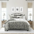 thumbnail image 2 of 6ix Tailors OSH-MED-MOC-DCV-QN-3PC Osha Duvet Cover & 2 Pillow Shams Set, Mocha & Charcoal - Queen Size - 3 Piece, 2 of 5
