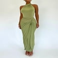 thumbnail image 4 of Twist Front Sleeveless Bodycon Midi Dress for Women, 4 of 8