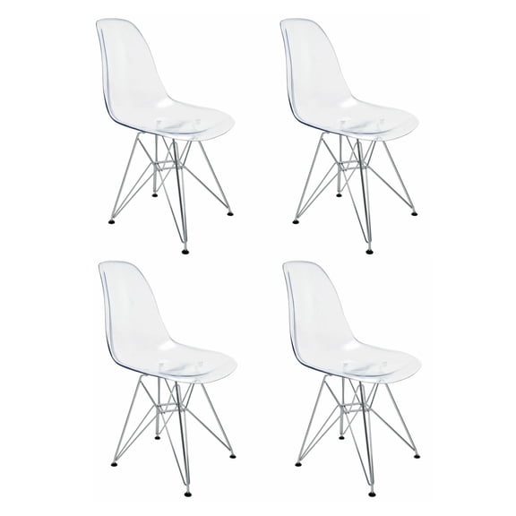 Eiffel Dining Chair with Chrome Base - Clear