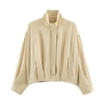 thumbnail image 4 of Women Casual Zip Up Lightweight Jacket Outerwear With Stand Collar Long Sleeve Front Pocketed Spring Fall Coat, 4 of 4