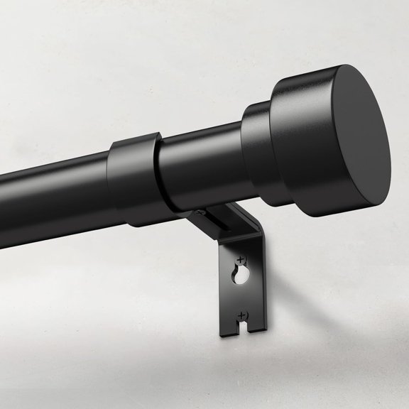 Heavy Duty Curtain Rods for Windows 48 to 84 Inch, 1 Inch Adjustable Black Curtain Rod Set with Easy Installation and Modern Design (A1,Black,30-90")