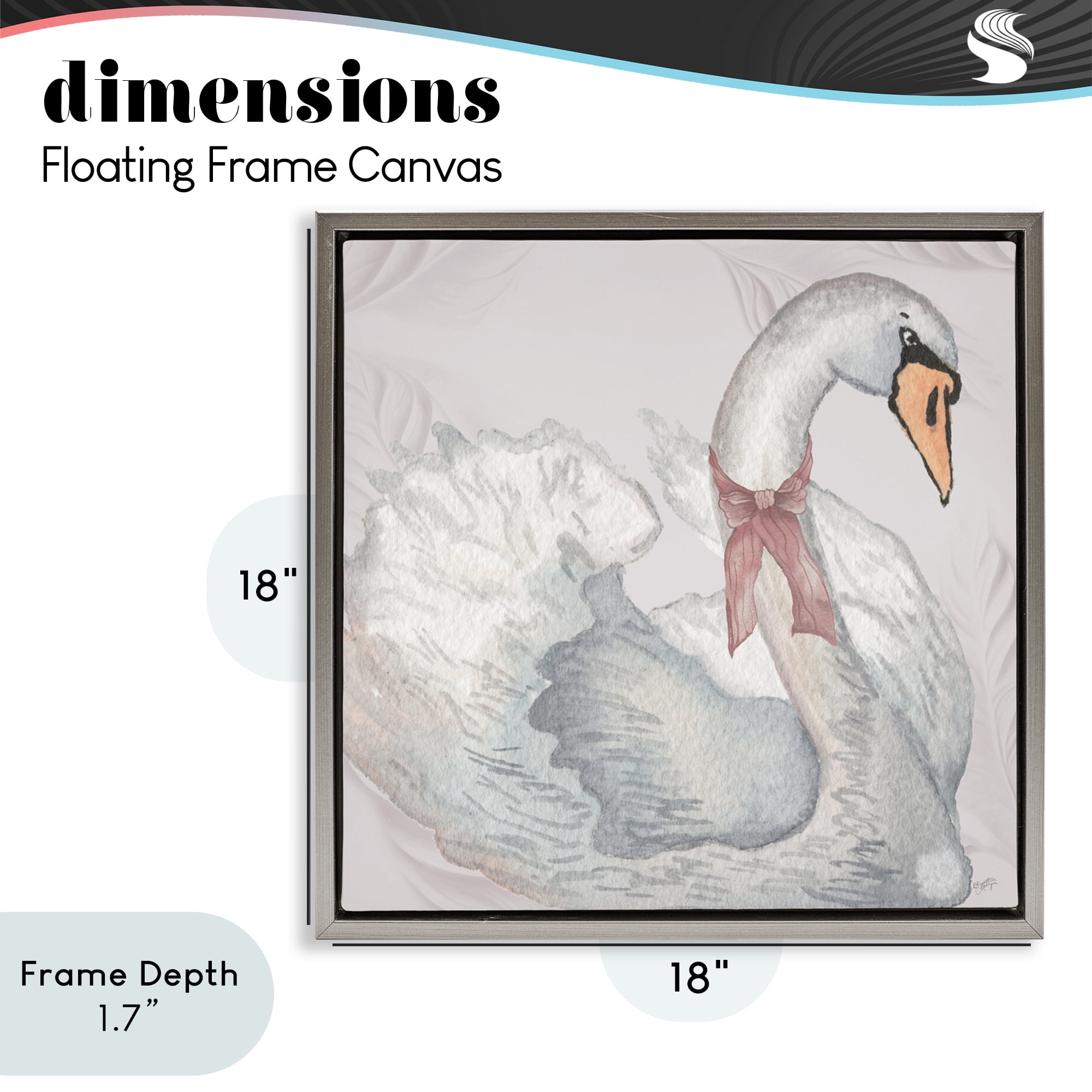 Stupell Industries Subdued Classic Swan Gray Framed Floater Canvas Wall Art, design by Elizabeth Medley