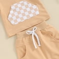thumbnail image 5 of Bagilaanoe 2pcs Toddler Baby Boy Girl Shorts Set Short Sleeve Checkerboard Print Hooded Tops + Shorts 6M 12M 18M 24M 3T Kids Casual Summer Clothes, 5 of 6