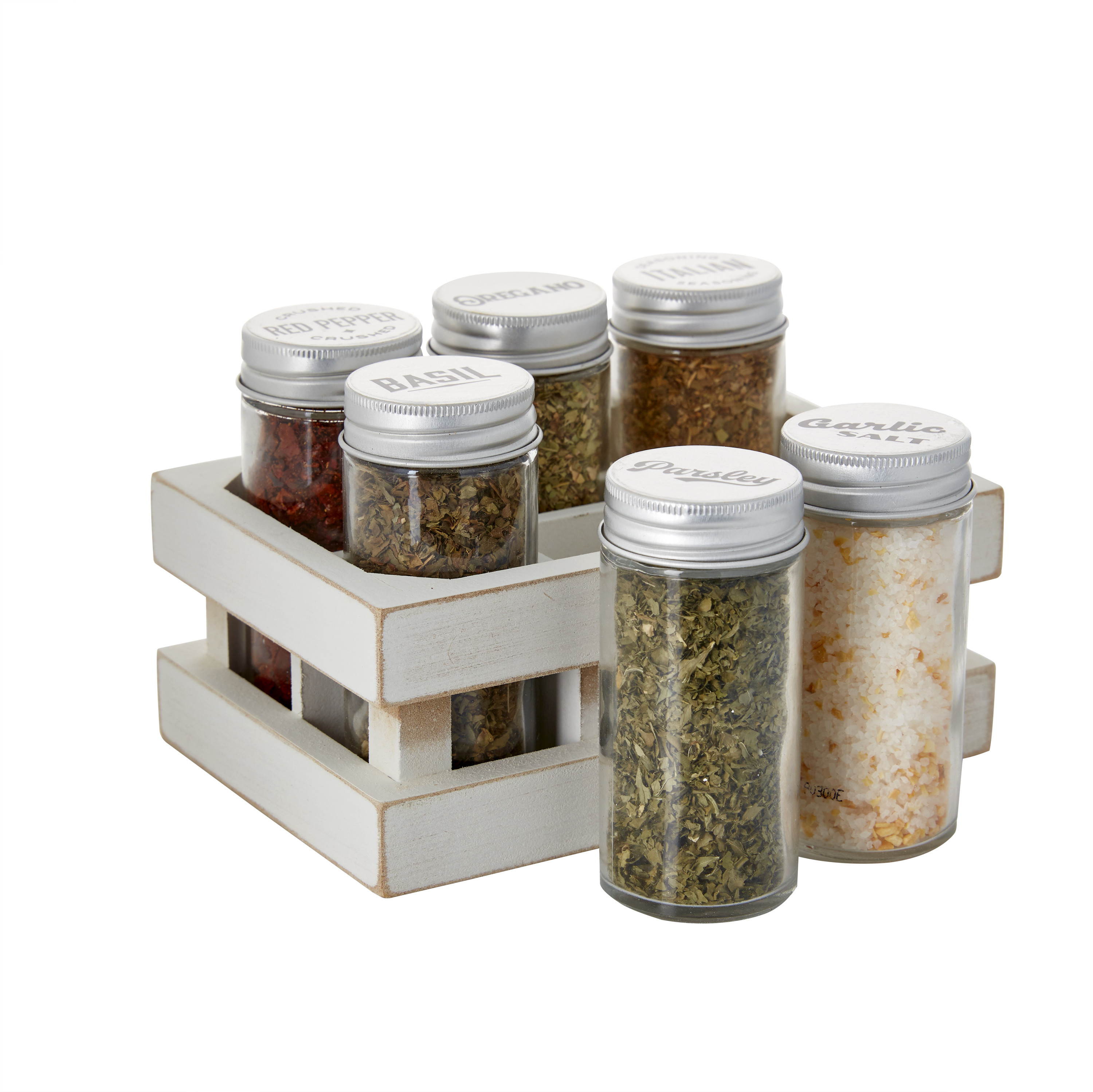 Kamenstein Good Spice 6-Jar Italian Crate Spice Rack in White, Spices and  Jars Included