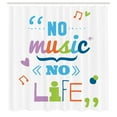thumbnail image 3 of Ambesonne Saying Shower Curtain, No Music, No Life Slogan, 69"Wx84"L, Multicolor, 3 of 5