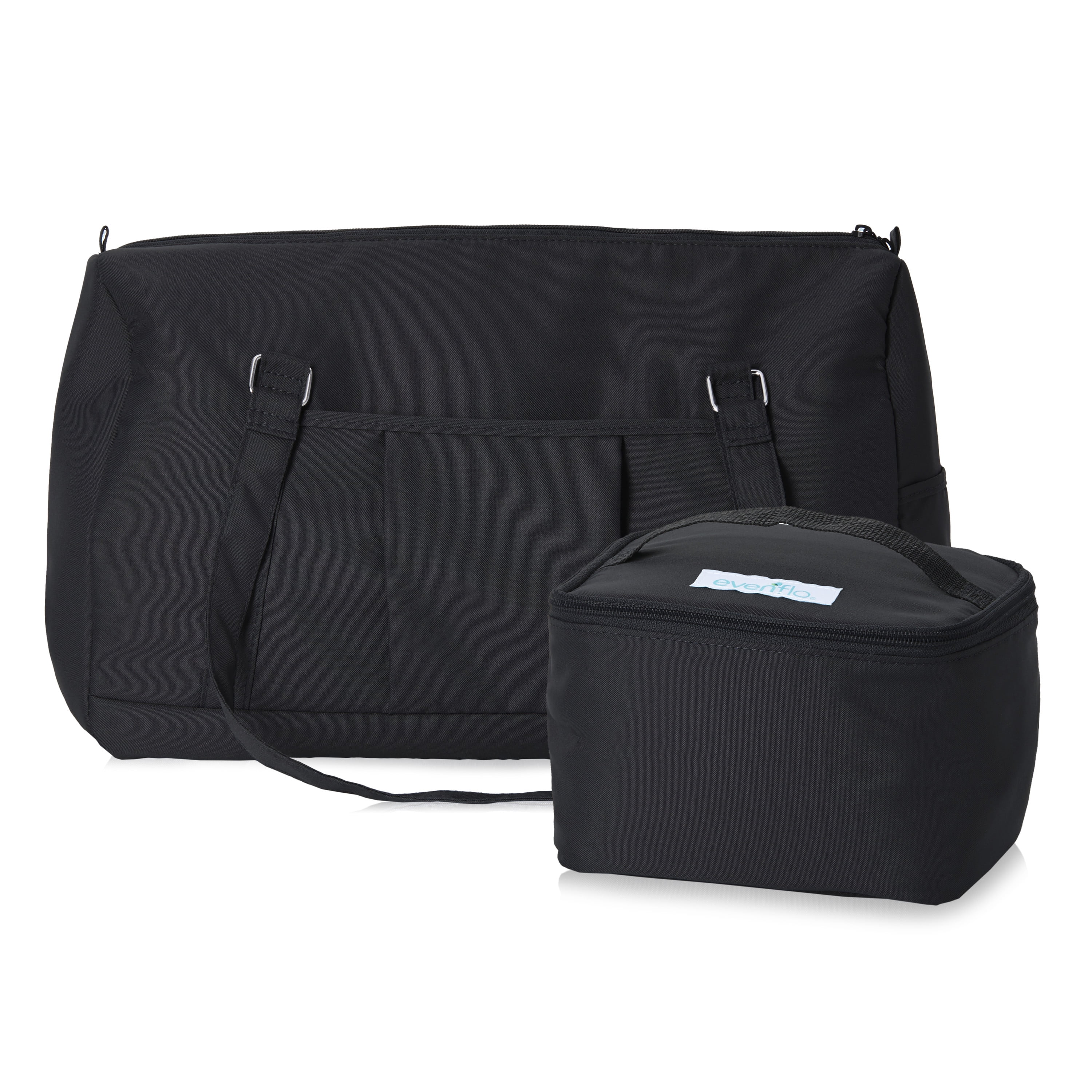 Evenflo Feeding Black Pumping Accessories Tote for Breastfeeding - with Milk Collection Bottles, Bags and Breast Pump Adapters
