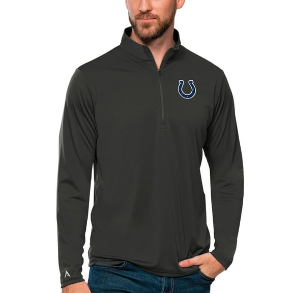 Men's Antigua Charcoal Indianapolis Colts Tribute Quarter-Zip Lightweight Pullover Top