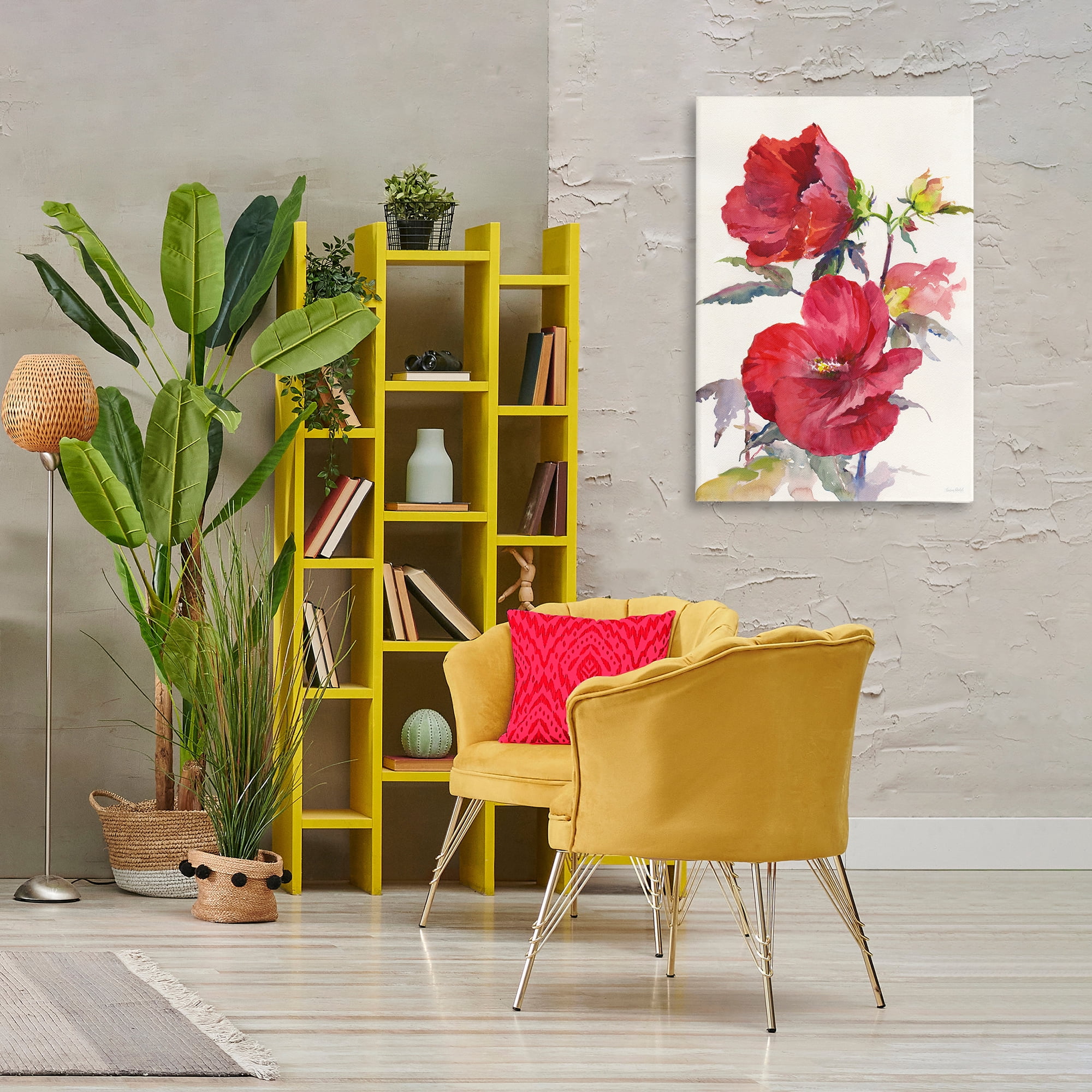 Stupell Industries Two Red Poppies Botanical & Floral Painting Gallery Wrapped Canvas Art Print Wall Art, 24 x 36