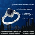 thumbnail image 2 of Gem Stone King 925 Sterling Silver Blue Sapphire and Moissanite Solitaire Ring for Women (2.34 Cttw, Cushion Cut 7MM, Gemstone, Available in Size 5, 6, 7, 8, 9), 2 of 5