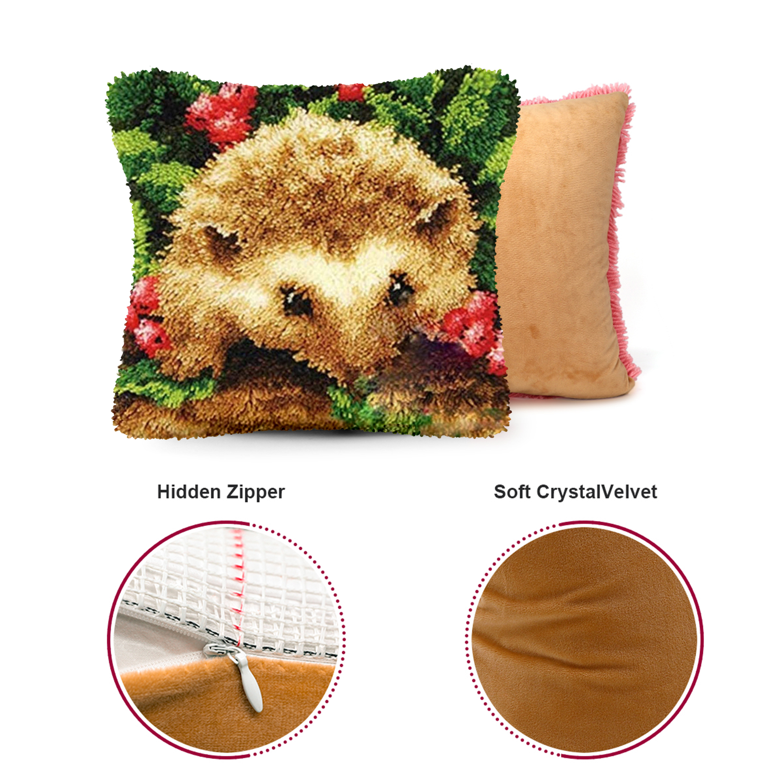 Latch Hook Pillow Kits for Adults pillow,latch hook pillow kits,Fox And Wolf Embroidery Creative Craft Home Decor Ideal for Learning Pillow Making 43×43cm/17*17in