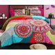 thumbnail image 2 of Boho Rojo Azul Rosa 100% Algodón Espeso Ropa de Cama Set Funda Nórdica Sábana Almohada, 2 of 2