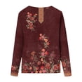 thumbnail image 4 of Pompotops Femmes Dames Col Rond Hauts Amples Décontractés T-Shirts Imprimés Blouse à Manches Longues en Solde, 4 of 5