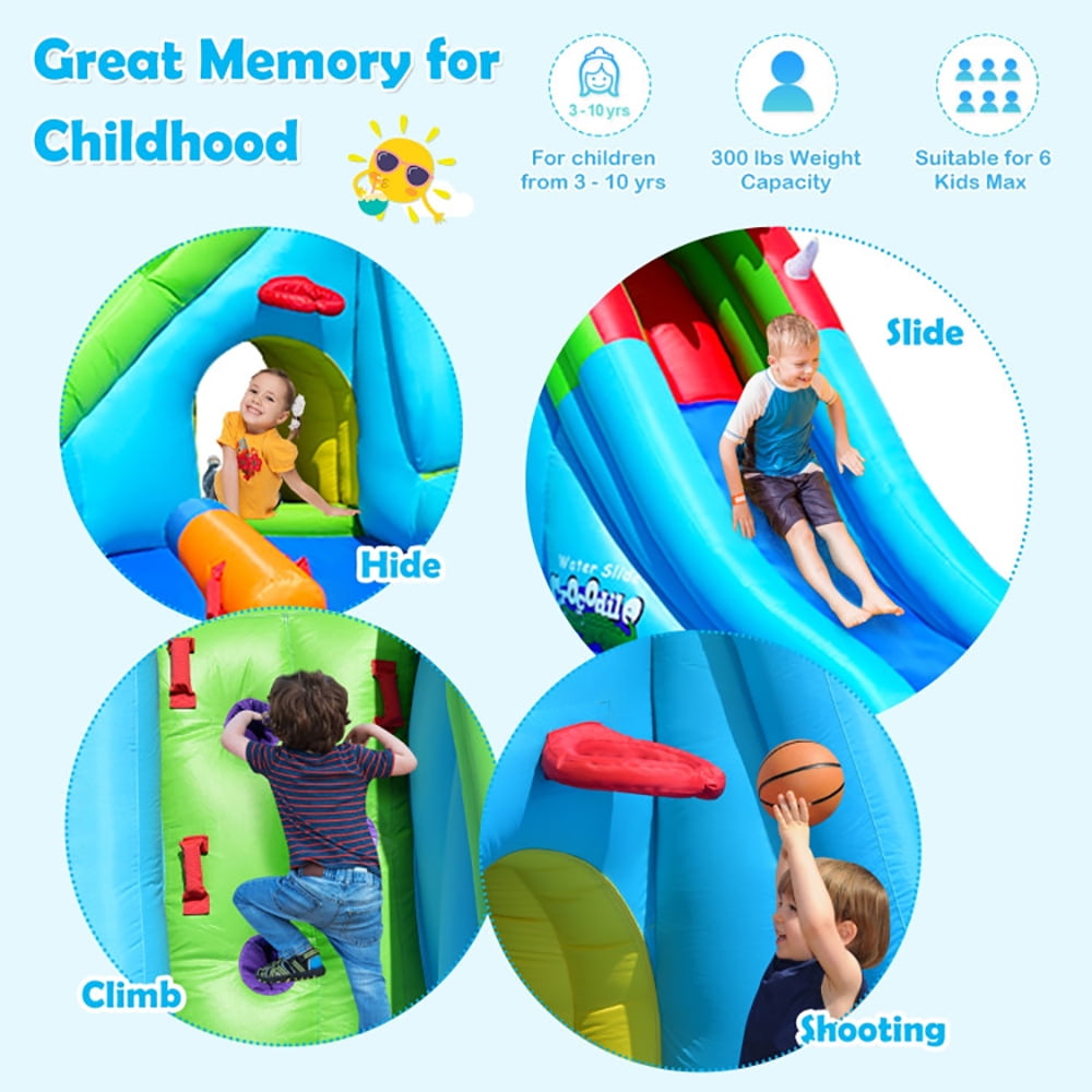 Aimee Lii Inflatable Water Slide Climbing Wall Bounce House with 780W Blower, Bounce House Water Slide for 5-10