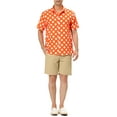 thumbnail image 2 of INSPIRE CHIC Men's Summer Polka Dots Shirt Button Down Short Sleeves Pattern Shirts L Orange, 2 of 7