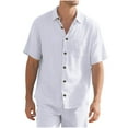 thumbnail image 2 of Men's Short Sleeve Shirt， Casual Button Down Shirt， Lightweight Polyester Shirt for Summer, 2 of 8