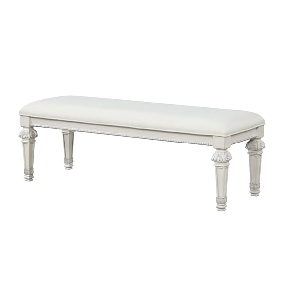 Furniture of America Gelbero Wood Padded Bedroom Bench in White