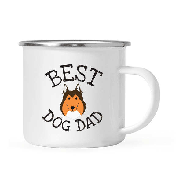Koyal Wholesale Best Dog Dad Stainless Steel Campfire Coffee Tea Mug, Collie, Dog Graphic, 1-Pack