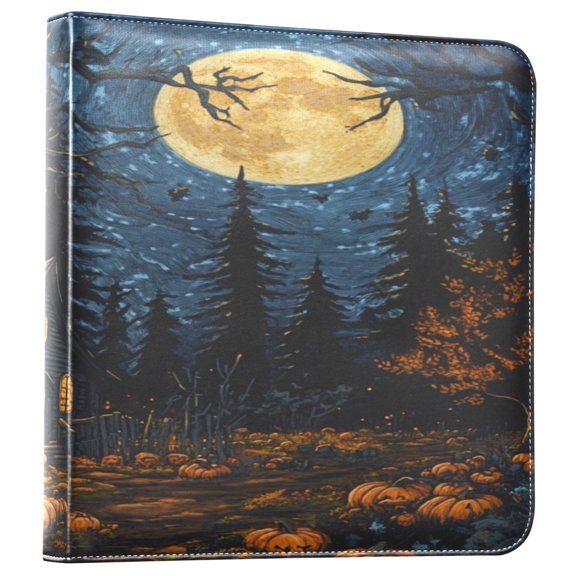 WOBOGO Halloween Decorated Cabin Photo Albums 20 pages large capacity DIY self-adhesive page PU leather cover for family wedding anniversary baby vacation photos 24×11.8in