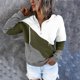 thumbnail image 1 of ICHUANYI Clearance Womens V-neck Long Sleeve Zipper Colorblock Sweatshirts Hoodies Pocket Tunic Tops With Drawstring(Army Green, XL) ICHUANYI WER2023080915134, 1 of 6