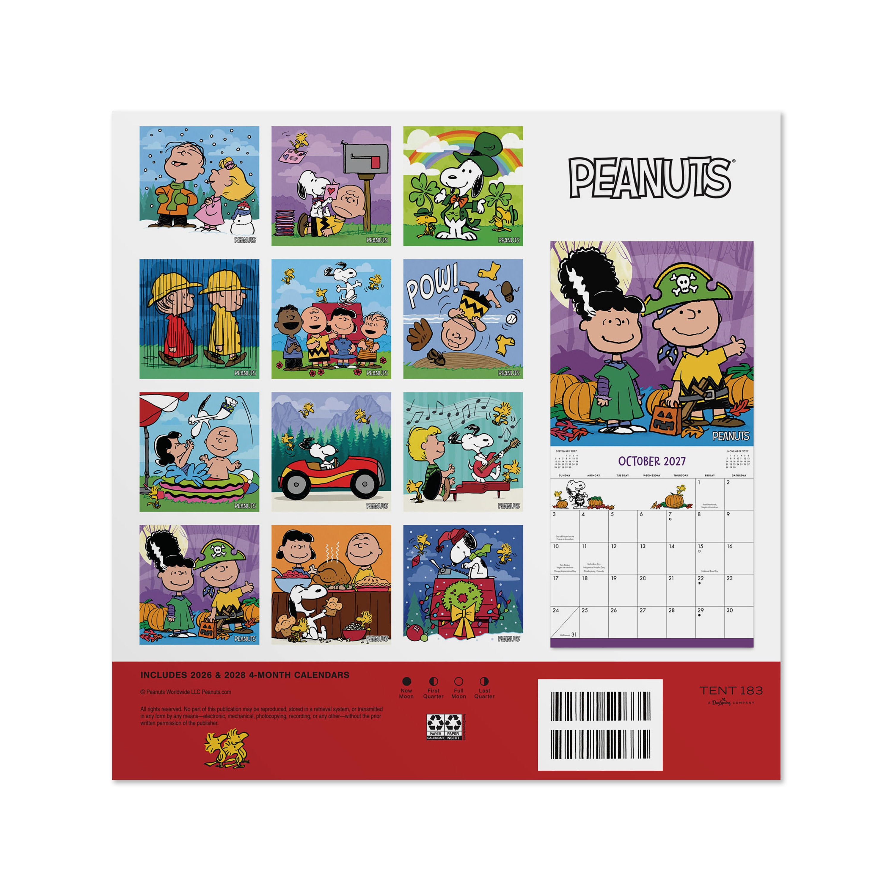 2027 Peanuts Wall Calendar 12x12 January-December Gridded
