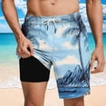 thumbnail image 2 of XUNKUSGA Mens Swim Trunks Fashion Tropical Hawaiian Printed Shorts Men with Compression Liner Lightweight Quick Dry Drawstring Elastic Waist Swim Trunks Men,Blue,S, 2 of 6