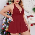 thumbnail image 5 of uublik Pajamas For Women Sets Soft Valentine's Day Bodysuit V Neck Nightgown Nightwear Sleepwear Wine, 5 of 5