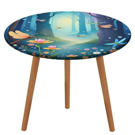 

Enchanted Forest with Butterflies Tablecloth Round Elastic Fitted Waterproof Table Cover Cloth for Dining Room Indoor Outdoor Decor S-40 -44