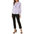 thumbnail image 2 of Allegra K Women's Ruffle Neck Tie Neck Ruffle Cuff Button Front Solid Work Shirt, 2 of 6