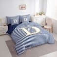 thumbnail image 2 of Erosebridal Initial D Letter Kid Bedding Comforter Set 7pcs, Abstract Stripe King Bedding Sets, 2 of 7