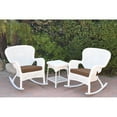 thumbnail image 3 of Jeco Windsor White Wicker Rocker Chair And End Table Set with Chair Cushion Black, 3 of 5
