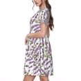 thumbnail image 2 of Uemuo Lavender Flowers Print Womens Summer Dress Casual Swing Short Sleeve Sundresses Beach A-line Shift Dress, 2 of 6