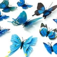 thumbnail image 2 of Wrapables 3D Double Wings Butterfly Decorative Wall Decor Stickers, Decals for Bedroom (24 pcs), Blue, 2 of 7