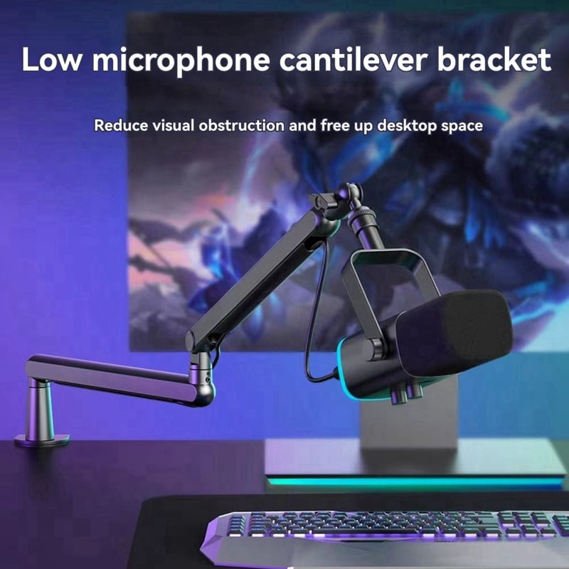 Microphone Bracket, Adjustable 360 ° Suspension Arm, Adjustable Rod Microphone Bracket, with Desktop Mounting Clip,B