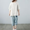 thumbnail image 5 of Fanxing White Elbow Sleeve Tshirts Loose Fitting Blouses Dressy Casual Vacation Tunic Tops, 5 of 6