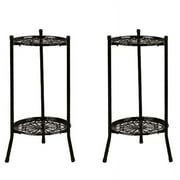 MRGHusus 2-Tier Black Metal Tall Plant Stand with Rust Resistance for Indoor/Outdoor Use