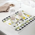 thumbnail image 5 of Summer Cute Lemon Gnome Dish Drying Mats for Kitchen Counter,Black White Plaid Microfiber Absorbent Dish Drainer/Rack Mat, Hangding Quick Drying kitchen Drying Mat,18x24inch Machine Washable, 5 of 6
