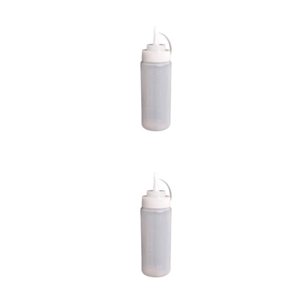Bearachild Botella de escala exprimible de 250 ml, almacenamiento de condimentos de aceite, hogar, Hotel, restaurante, cocina, dispensador de Blanco 2piezas