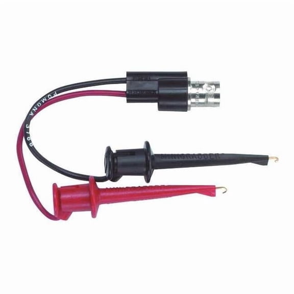 Test Clip Lead, BNC Female to Alligator Clip, 5-1/2", Nylon, Black, Red