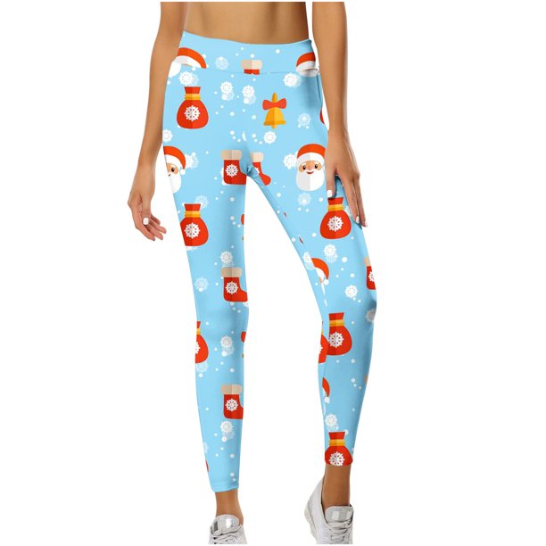 Leggings Navideños Para Mujer Pantalones de Yoga Pantalones de Entrenamiento de Elasticidad Con Estampado Para Correr Odeerbi ODB192343