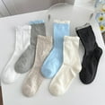 thumbnail image 6 of G&Y Ruffle Socks for Women, Cute Mid-calf Socks with Bow Pattern, 6 Pairs, 6Cream, 6 of 6