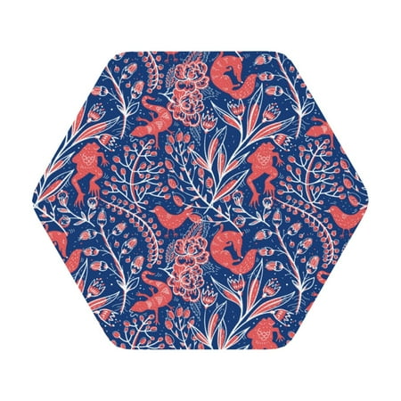

Matuu Retro plants forest animals for Cup Coasters Set of 6 Leather Coasters Desk Coasters for Office Measures 4” x 4” Hexagon