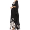 thumbnail image 3 of Sakkas Leonor Women's Boho Casual Long Maxi Caftan Dress Kaftan Cover-up LougeWear - 6-BlackWhite - One Size, 3 of 5