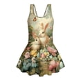 thumbnail image 4 of Tutolipy Vintage Floral Bunny Print Girls One Piece Swimsuit, Swim Dress Girls One Piece Bathing Suit with Skirt for Summer Vacation Beach Size 12-13 Years, 4 of 8